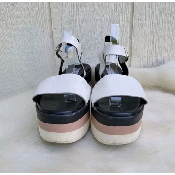 Steve Madden  platform sandals wht/blk/tan wmns sz 8 - Picture 2 of 7